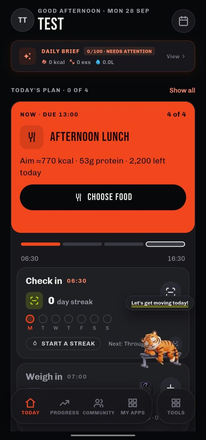 GymBuddy app - Today Screen